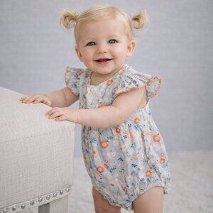 Petit Confection Floral Baby Romper with Ruffle Sleeves, 6-9mths, NWT